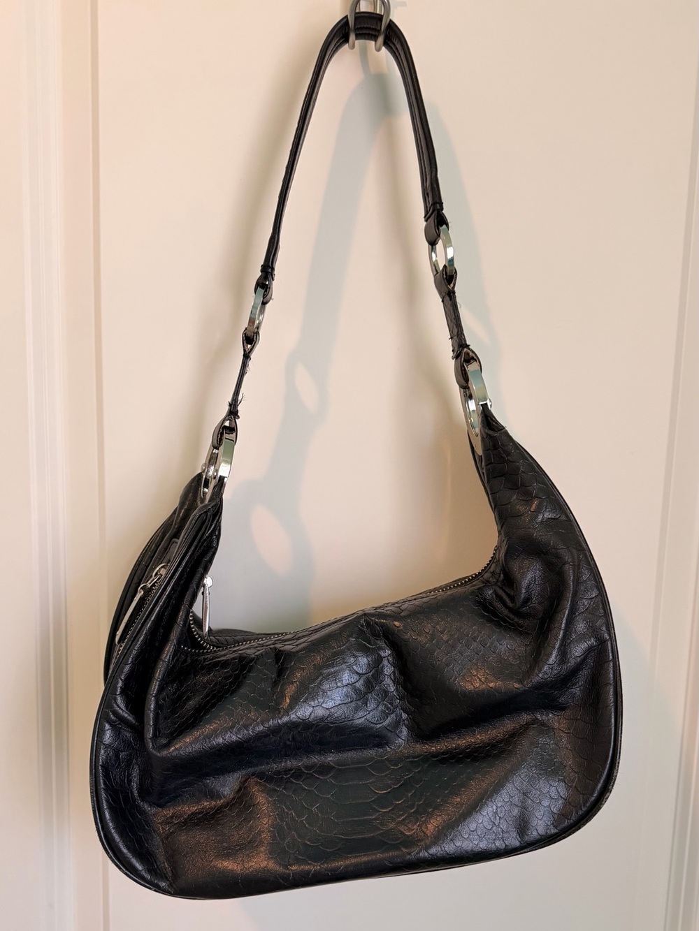 ANTONIO MELANI Black Textured Hobo Shoulder Bag